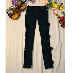 Open crochet floral sides skinny jeans